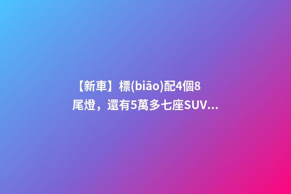 【新車】標(biāo)配4個8尾燈，還有5萬多七座SUV，9月新車來了！